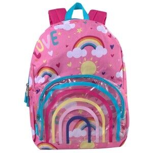 Madison & Dakota Rainbow & Love Prints Pink Backpack - Adjustable Padded Straps